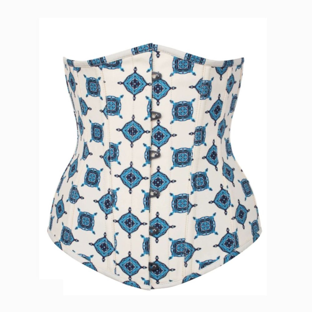 Blue Ivory and Medallion longline underbust corset size US 10